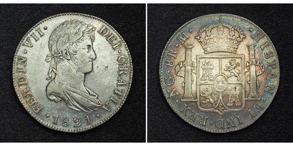 8 Real Guatemala / Spanish Colonies Silver Ferdinand VII of Spain (1784-1833)