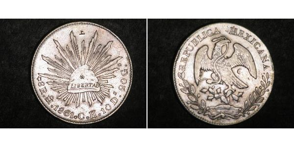 8 Real Second Federal Republic of Mexico (1846 - 1863) Silver 