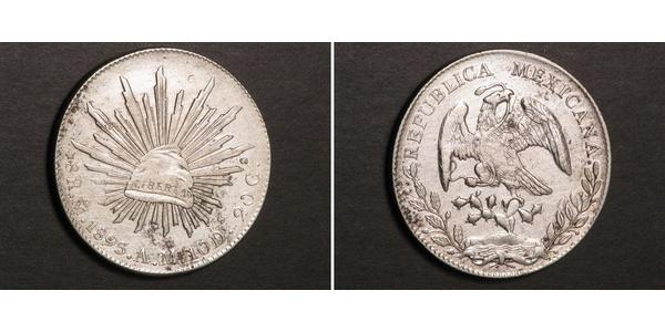 8 Real Second Federal Republic of Mexico (1846 - 1863) Silver 