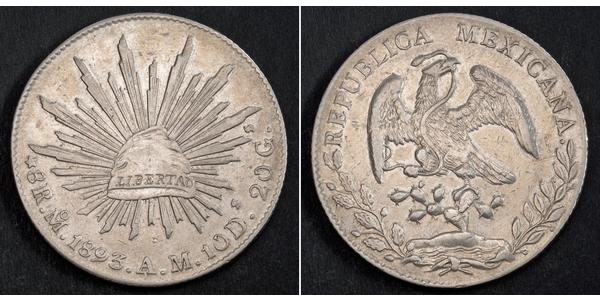 8 Real Second Federal Republic of Mexico (1846 - 1863) Silver 