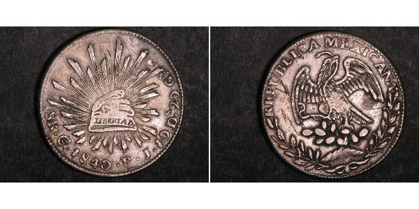 8 Real Second Federal Republic of Mexico (1846 - 1863) Silver 