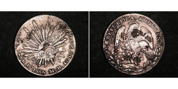 8 Real Second Federal Republic of Mexico (1846 - 1863) Silver 