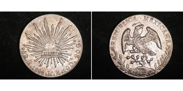 8 Real Second Federal Republic of Mexico (1846 - 1863) Silver 