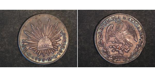 8 Real Second Federal Republic of Mexico (1846 - 1863) Silver 