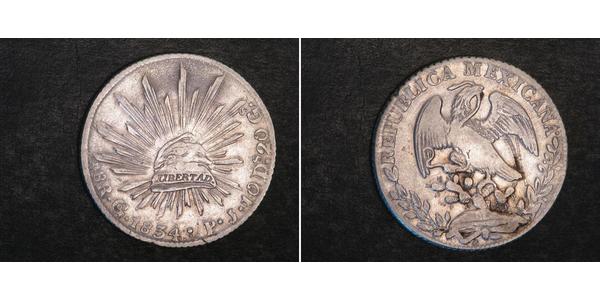 8 Real Second Federal Republic of Mexico (1846 - 1863) Silver 