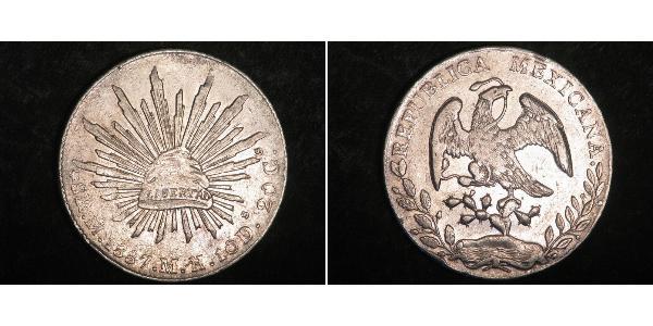 8 Real Second Federal Republic of Mexico (1846 - 1863) Silver 