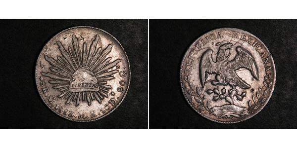 8 Real Second Federal Republic of Mexico (1846 - 1863) Silver 