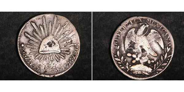 8 Real Second Federal Republic of Mexico (1846 - 1863) Silver 