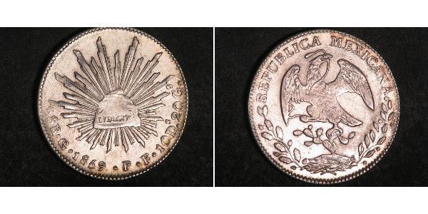8 Real Second Federal Republic of Mexico (1846 - 1863) Silver 