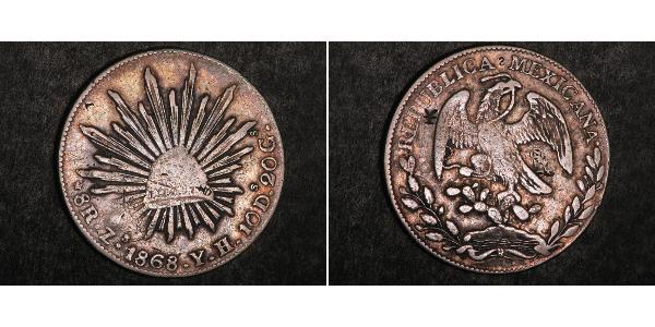 8 Real Second Federal Republic of Mexico (1846 - 1863) Silver 