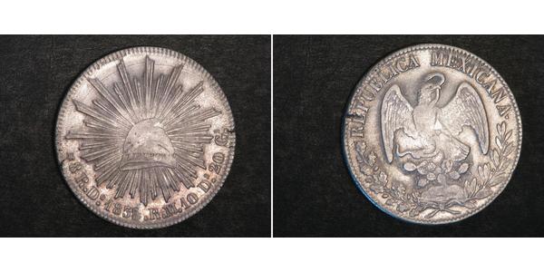 8 Real Second Federal Republic of Mexico (1846 - 1863) Silver 