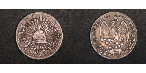 8 Real Second Federal Republic of Mexico (1846 - 1863) Silver 