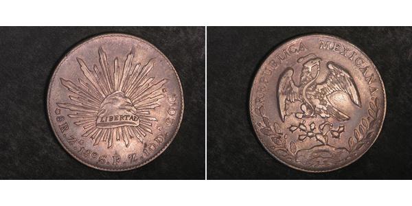 8 Real Second Federal Republic of Mexico (1846 - 1863) Silver 