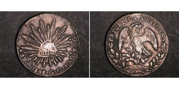 8 Real Second Federal Republic of Mexico (1846 - 1863) Silver 