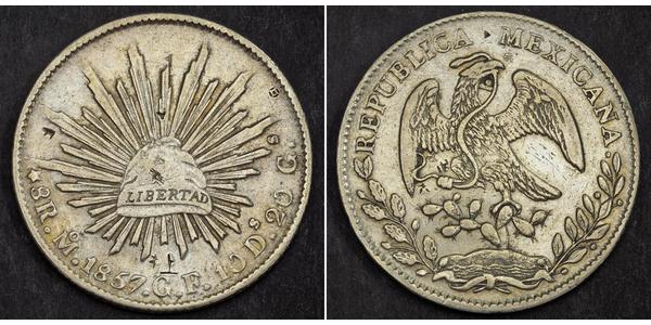 8 Real Second Federal Republic of Mexico (1846 - 1863) Silver 