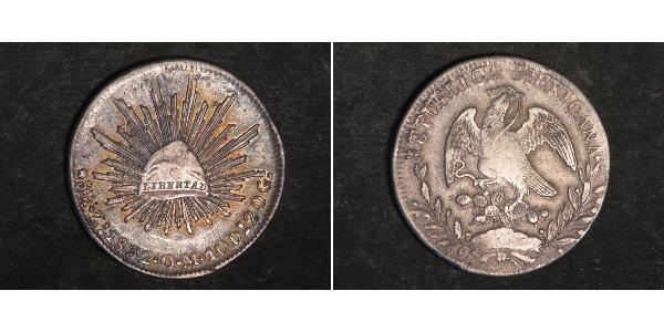 8 Real Second Federal Republic of Mexico (1846 - 1863) Silver 