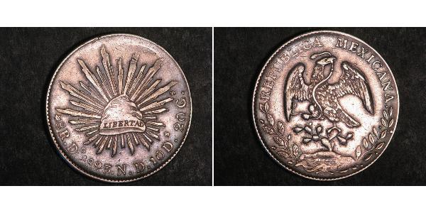 8 Real Second Federal Republic of Mexico (1846 - 1863) Silver 