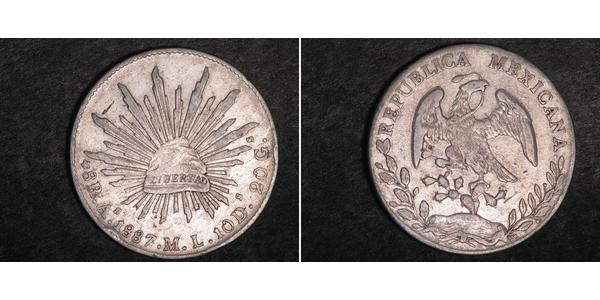 8 Real Second Federal Republic of Mexico (1846 - 1863) Silver 