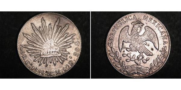 8 Real Second Federal Republic of Mexico (1846 - 1863) Silver 