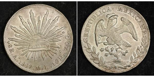 8 Real Second Federal Republic of Mexico (1846 - 1863) Silver 