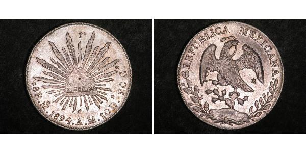 8 Real Second Federal Republic of Mexico (1846 - 1863) Silver 