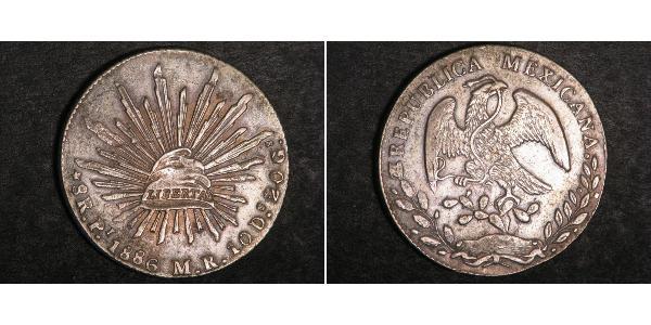 8 Real Second Federal Republic of Mexico (1846 - 1863) Silver 