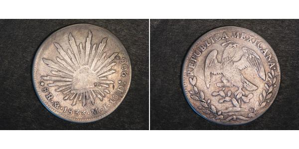 8 Real Second Federal Republic of Mexico (1846 - 1863) Silver 