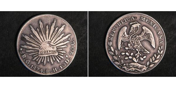 8 Real Second Federal Republic of Mexico (1846 - 1863) Silver 