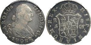 8 Real Spanish Empire (1700 - 1808) Silver Charles IV of Spain (1748-1819)