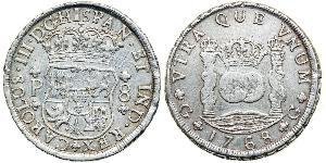 8 Real Spanish Empire (1700 - 1808) Silver Charles III of Spain (1716 -1788)