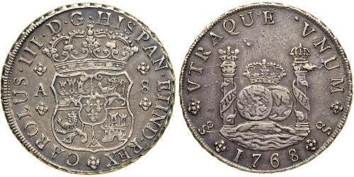 8 Real Spanish Empire (1700 - 1808) Silver Charles III of Spain (1716 -1788)