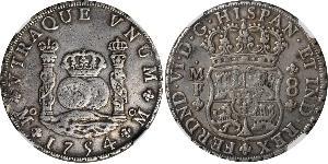 8 Real Spanish Mexico  / Kingdom of New Spain (1519 - 1821) Silver Ferdinand VI of Spain (1713-1759)