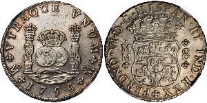 8 Real Spanish Mexico  / Kingdom of New Spain (1519 - 1821) Silver Ferdinand VI of Spain (1713-1759)