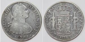 8 Real Spanish Mexico  / Kingdom of New Spain (1519 - 1821) Silver Charles IV of Spain (1748-1819)