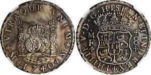 8 Real Spanish Mexico  / Kingdom of New Spain (1519 - 1821) Silver Philip V of Spain(1683-1746)