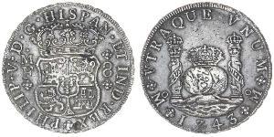 8 Real Spanish Mexico  / Kingdom of New Spain (1519 - 1821) Silver Philip V of Spain(1683-1746)