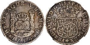 8 Real Spanish Mexico  / Kingdom of New Spain (1519 - 1821) Silver Ferdinand VI of Spain (1713-1759)