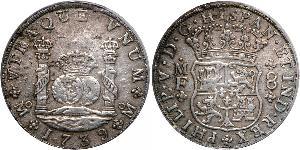 8 Real Spanish Mexico  / Kingdom of New Spain (1519 - 1821) Silver Philip V of Spain(1683-1746)