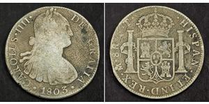 8 Real Spanish Mexico  / Kingdom of New Spain (1519 - 1821) Silver Charles IV of Spain (1748-1819)
