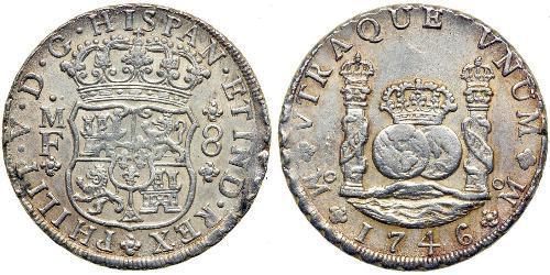 8 Real Spanish Mexico  / Kingdom of New Spain (1519 - 1821) Silver Philip V of Spain(1683-1746)