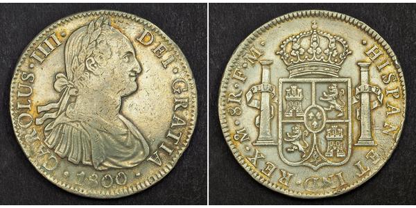 8 Real Spanish Mexico  / Kingdom of New Spain (1519 - 1821) Silver Charles IV of Spain (1748-1819)