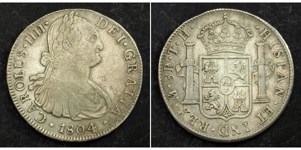 8 Real Spanish Mexico  / Kingdom of New Spain (1519 - 1821) Silver Charles IV of Spain (1748-1819)