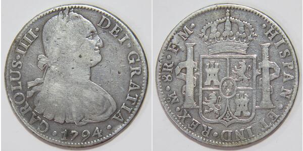 8 Real Spanish Mexico  / Kingdom of New Spain (1519 - 1821) Silver Charles IV of Spain (1748-1819)