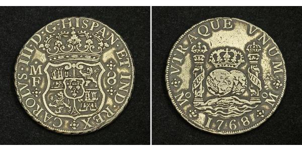 8 Real Spanish Mexico  / Kingdom of New Spain (1519 - 1821) Silver Charles III of Spain (1716 -1788)