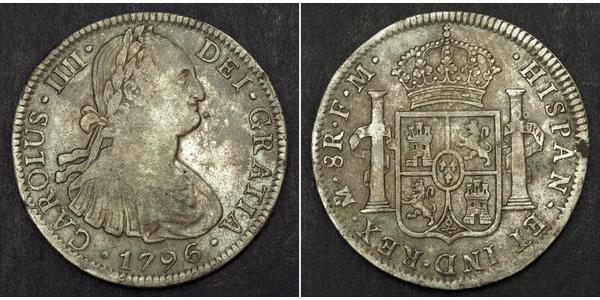 8 Real Spanish Mexico  / Kingdom of New Spain (1519 - 1821) Silver Charles IV of Spain (1748-1819)