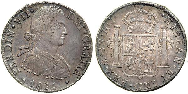 8 Real Spanish Mexico  / Kingdom of New Spain (1519 - 1821) Silver Ferdinand VII of Spain (1784-1833)