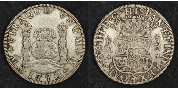 8 Real Spanish Mexico  / Kingdom of New Spain (1519 - 1821) Silver Charles III of Spain (1716 -1788)