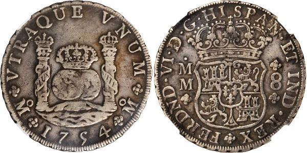 8 Real Spanish Mexico  / Kingdom of New Spain (1519 - 1821) Silver Ferdinand VI of Spain (1713-1759)