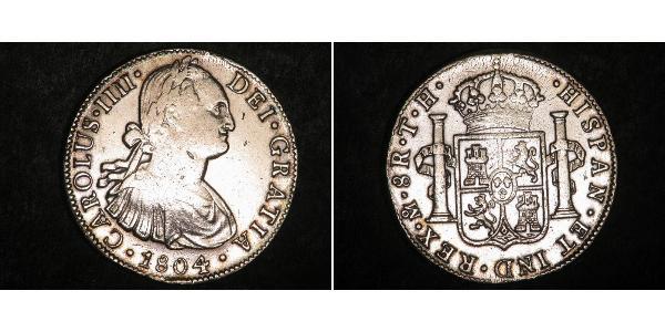 8 Real Spanish Mexico  / Kingdom of New Spain (1519 - 1821) Silver Charles IV of Spain (1748-1819)