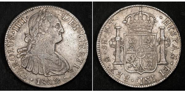 8 Real Spanish Mexico  / Kingdom of New Spain (1519 - 1821) Silver Charles IV of Spain (1748-1819)